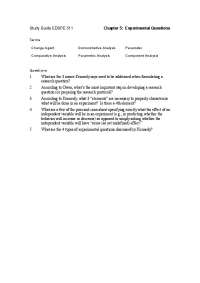 Experimental Questions for Exam - Methods of Applied Behavior Analysis Research | EDSPE 511