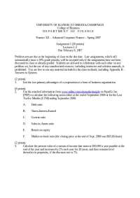 6 Problems on the Corporate Finance - Assignment 1 | FIN 321