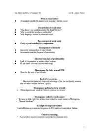 Lecture Notes on Social Order: Predictability, Cooperation, and Common Meaning