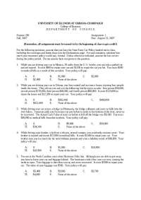 UIUC Finance 230 Assignment: Insurance Coverage Calculations