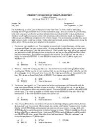 UIUC Finance 230 Assignment 3: Insurance Coverage & Claims Calculation