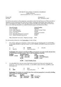 UIUC Finance 230 Assignment 10: Insurance Coverage Calculation