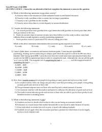 Test One Answer Key - Principles of Economics | ECON 203 - Docsity