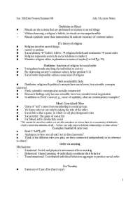 Lecture Notes on Durkheim's Theory of Ritual and Religion