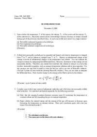 Thermodynamics - Exam 1 | Physical Chemistry II | CHEM 444
