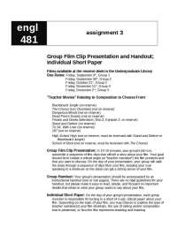 English Assignment: Film Clip Presentation and Short Paper - Prof. Gail E. Hawisher