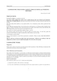 Laboratory Practice, Safety Precautions and Writing Reports | PHYS 331