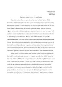 The Greek System Stories: the Fact and the Fiction | ENGL 274
