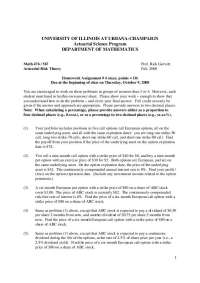 10 Problems on Actuarial Risk Theory - Assignment 4 | MATH 476
