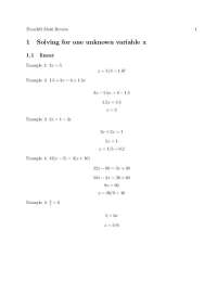 Econ303 Math Review: Solving Equations and Applying the Rule of Power and Logs - Prof. Rui