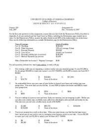 UIUC Finance 230 Assignment 10: Insurance Coverage & Claims Calculation