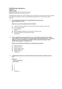 Exam 1 with Answers - Computer Programing I | CSE 142