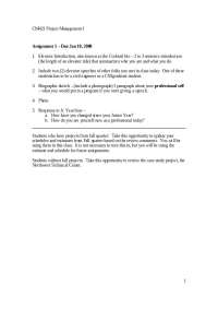 Assignment 1 for Project Management I | CM 421