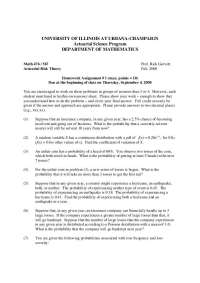 Homework Assignment 1 for Actuarial Risk Theory | MATH 476