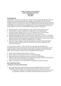 Report on General Education Reforms in Liberal Arts and Sciences