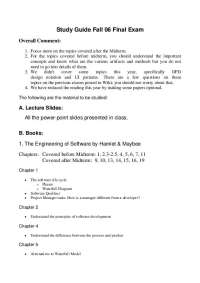 Study Guide for Final Exam - Software Engineering I | CS 427