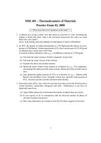 Thermodynamics of Materials - Practice Exam #2 | MSE 401