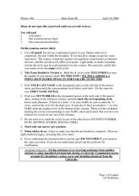Exam 3 with Answers - How Things Work | PHYS 140