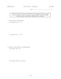 Exam with 10 Questions for Calculus I | MA 141 - Docsity
