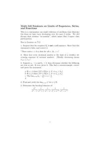 Math 348 Seminar: Limits of Sequences, Series, and Functions