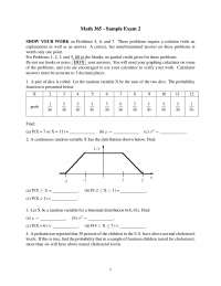 Sample Exam 2 Answers - Elementary Statistics | MATH 365 - Docsity