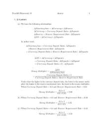 Econ303 Homework: Money Multiplier and Inflation Calculation - Prof. Rui Zhao