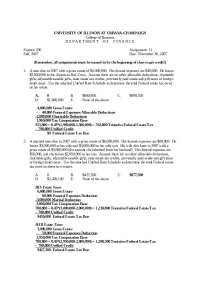 University of Illinois at Urbana-Champaign Finance 230 Assignment: Estate Tax Calculations