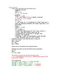 Data Conversion - Java Programming - Exam Review Notes | COP 2250 - Docsity