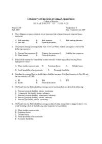 Finance 230 Assignment 4: Univ. of Illinois, College of Business, Finance Dept. - Prof. Do