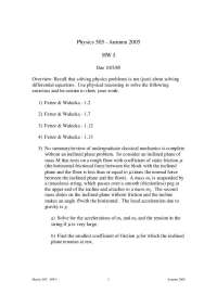 Homework 1 Practice Questions - Mechanics | PHYS 505