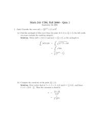 Calculus III - Quiz 2 with Answers | MATH 241 - Docsity