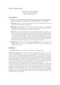 Math 213, Spring 2006 Homework Assignment 2: Section 2.2 Problems