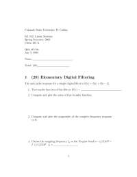 4 Solved Problems in Quiz 5 - Linear System Analysis II | ECE 312 - Docsity