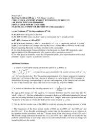 Homework Assignment for Physics 4: Problems on Harmonic Oscillators and Morse Potential - 
