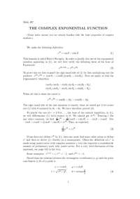 The Complex Exponential Function - Lecture Notes | MATH 307