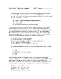 Old Exam 2 with Answer Key - Statistical Methods in Social Research I ...