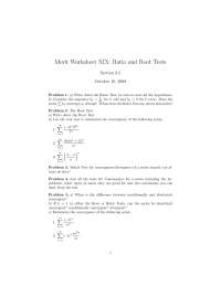 Ratio and Root Tests - Calculus II - Worksheet XIX | MATH 231 - Docsity