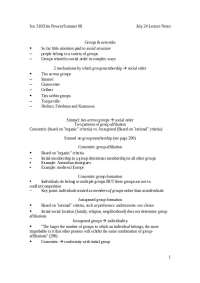 Lecture Notes on Social Order and Group Membership: Ties Across and Within Groups