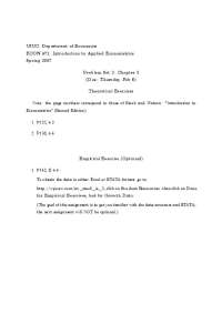 Problem Set 2 for Introduction to Applied Econometrics | ECON 471