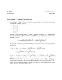 Homework 5 - Special Topics in Mathematics | MATH 498 - Docsity