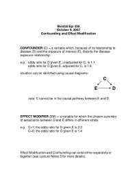 Confounding and Effect Modification - Categorical Data Analysis in Epidemiology | EPI 536