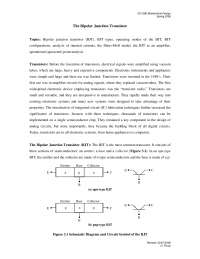The Bipolar Junction Transistor - Lecture Notes | 051 080 - Docsity