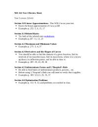 Test 3 Review Sheet - Calculus I | MA 141 - Docsity