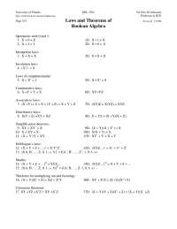 Laws and Theorems of Boolean Algebra - Notes | EEL 3701 - Docsity