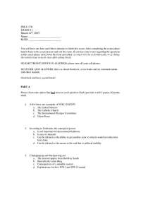 Past Exam Paper - Introduction to International Politics | POLS 170
