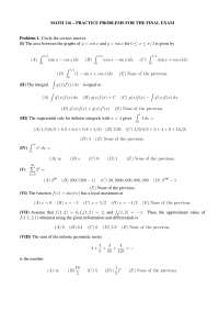 Calculus II - Final Exam Practice Problems | MATH 116 - Docsity