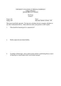 Limited Liability - Advanced Corporate Finance | First Exam | FIN 321