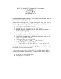 5 Problems on the Binomial Theorem - Homework 8 | CS 173 - Docsity