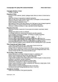 Oceanography 200, Spring 2008 Study Guide: Oceanography Topics and Exam 1