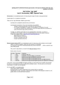 Goniometry, MMT and Special Tests - Lab 2 | PHT 5174